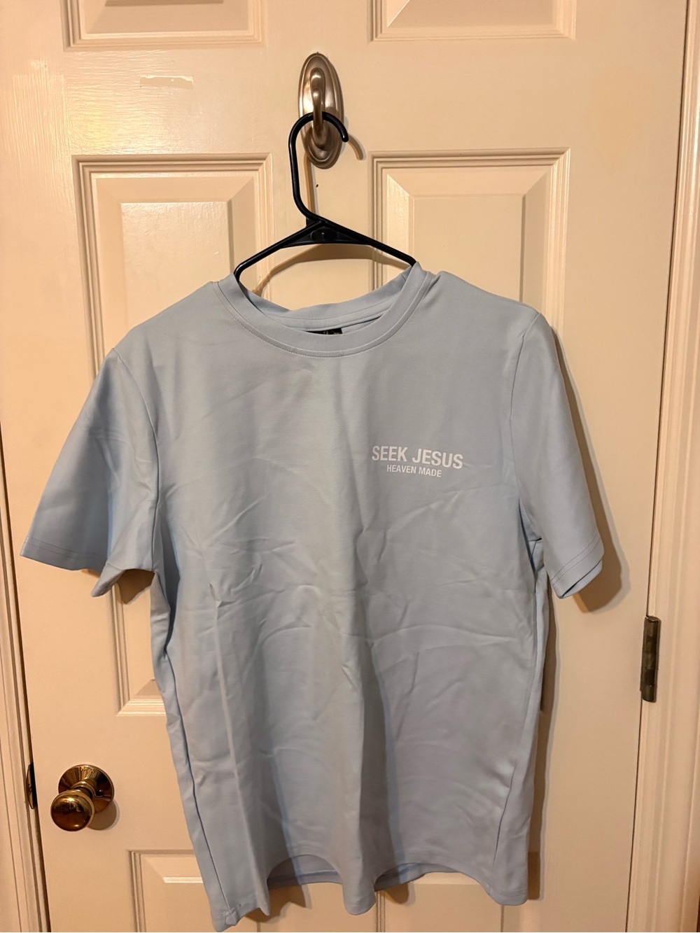 Seek Jesus Short Sleeve T‑Shirt in Light Blue